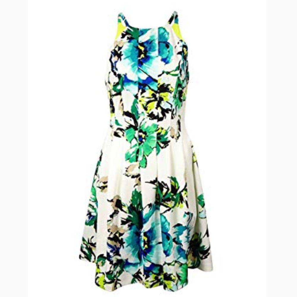 Vince Camuto Haltered Floral White Dress